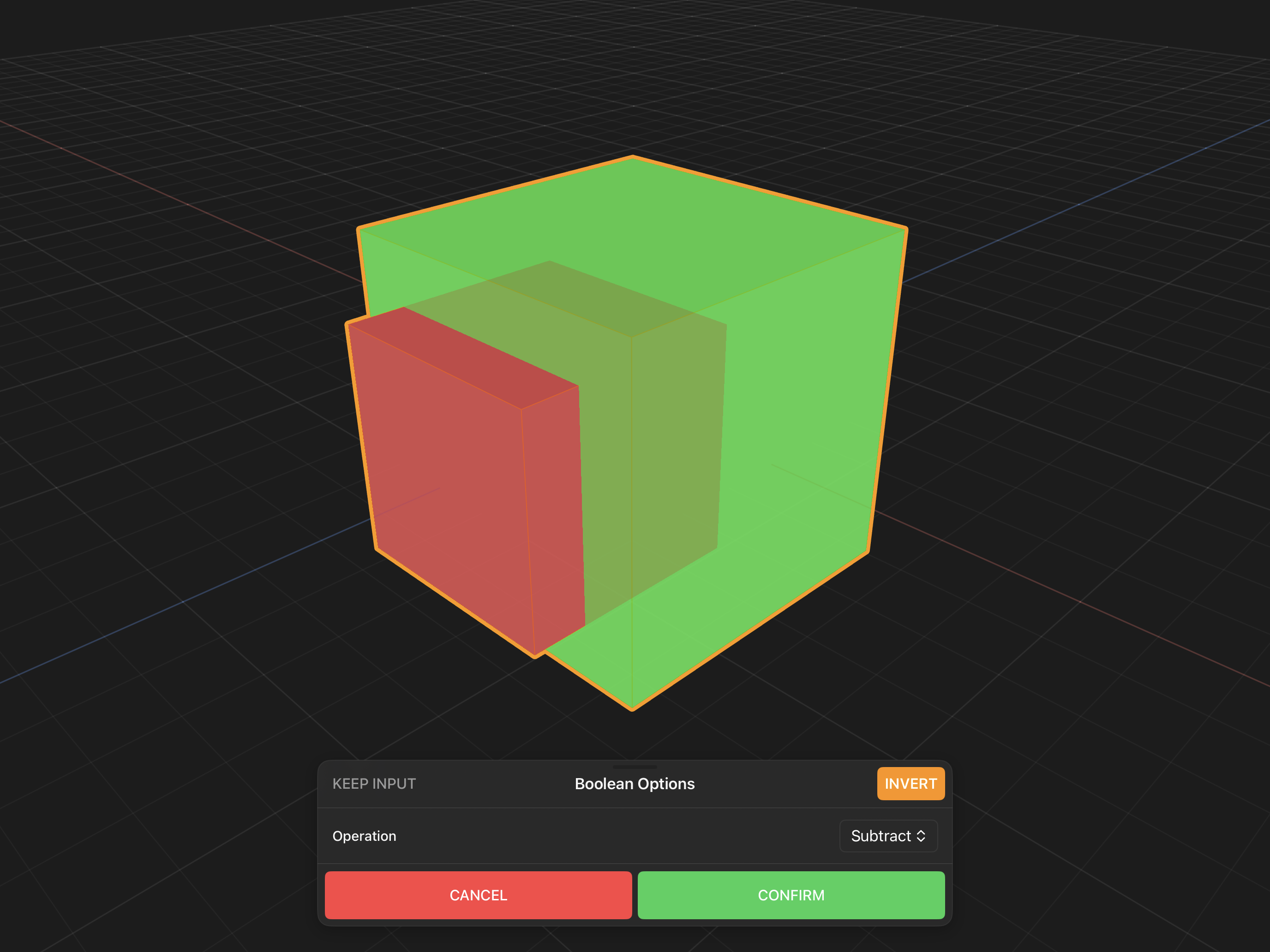 Valence 3D Modeler Boolean Options Sheet