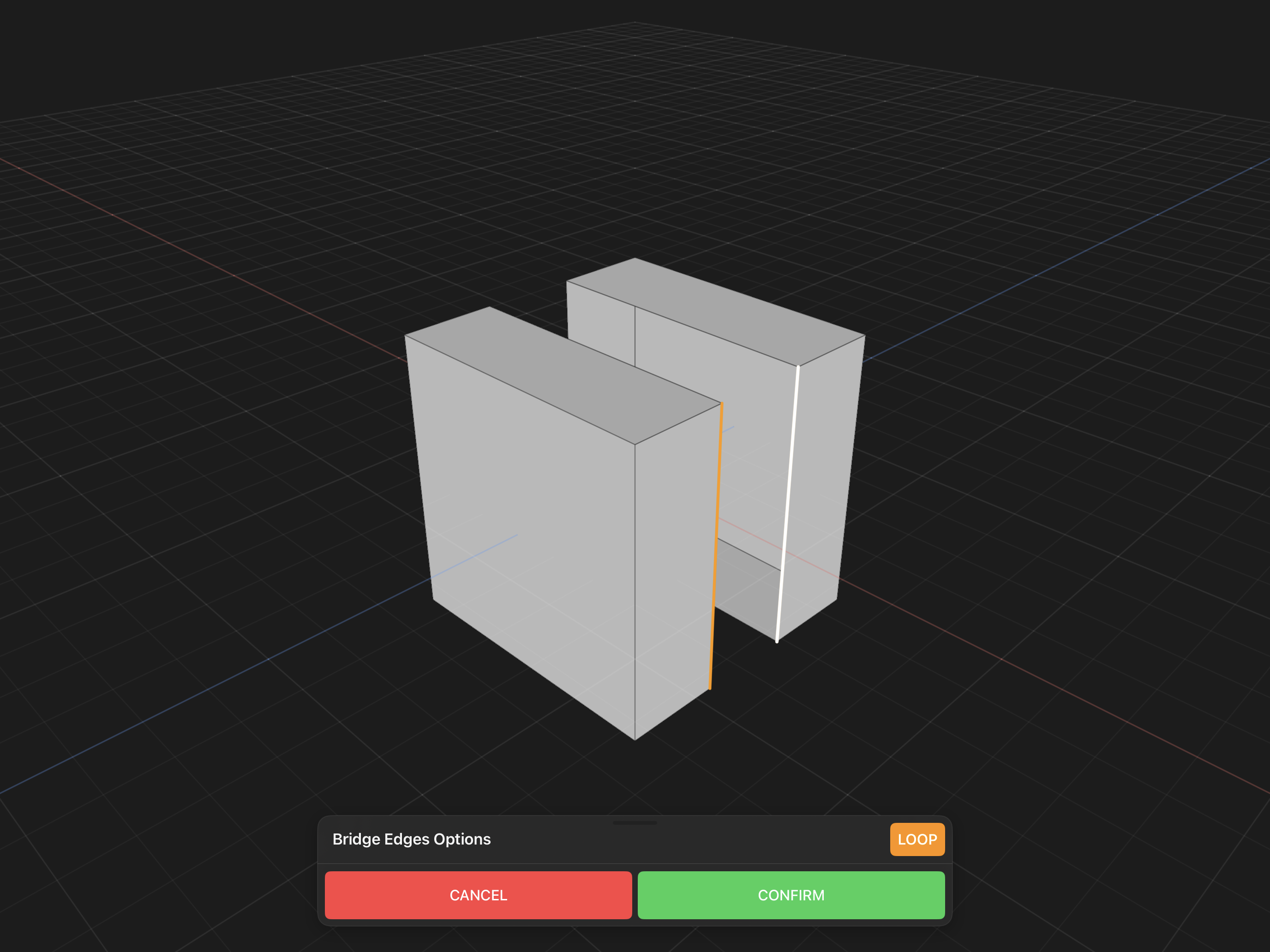 Valence 3D Modeler Bridge Edges Options Sheet