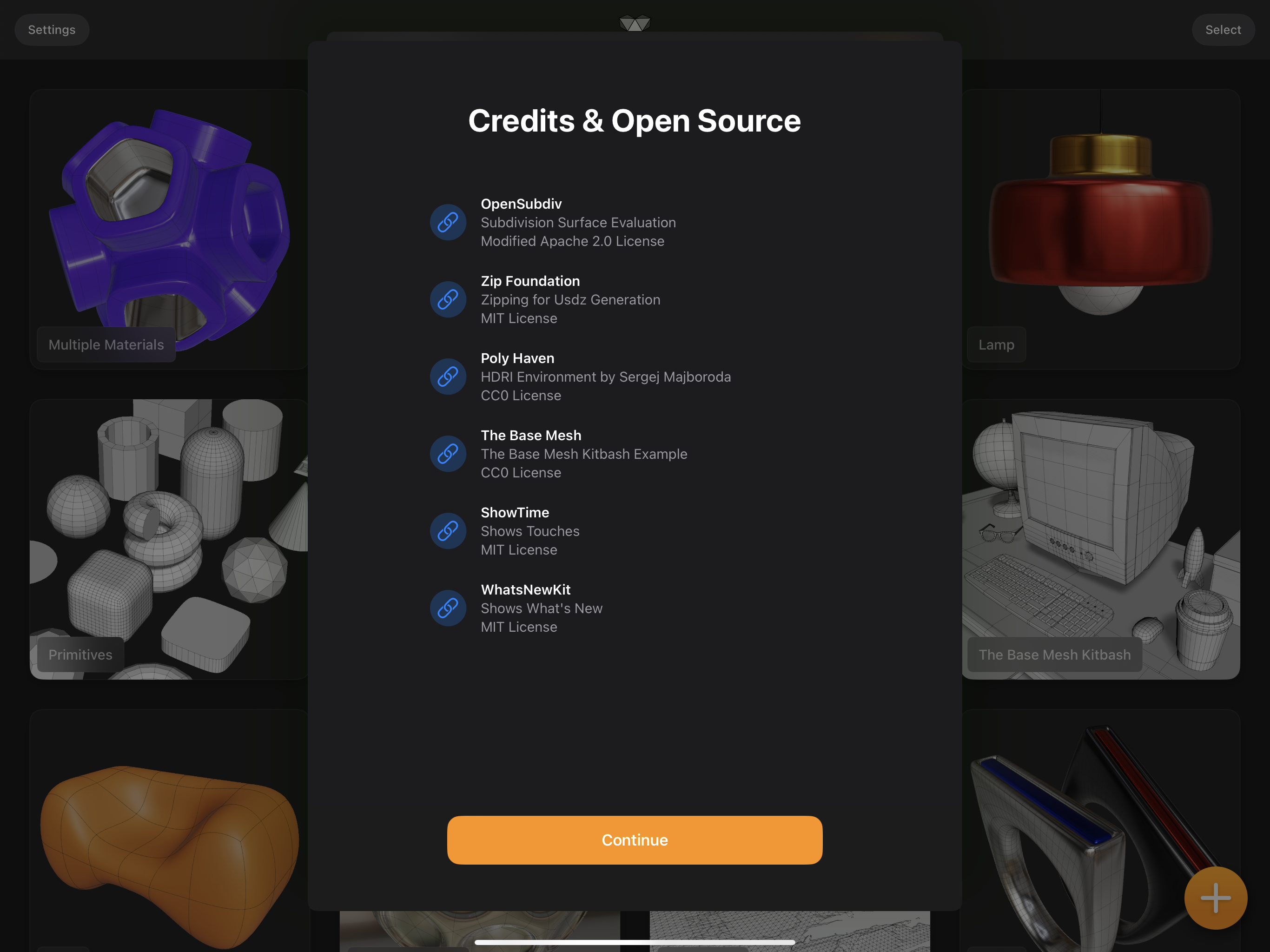 Valence 3D App Credits