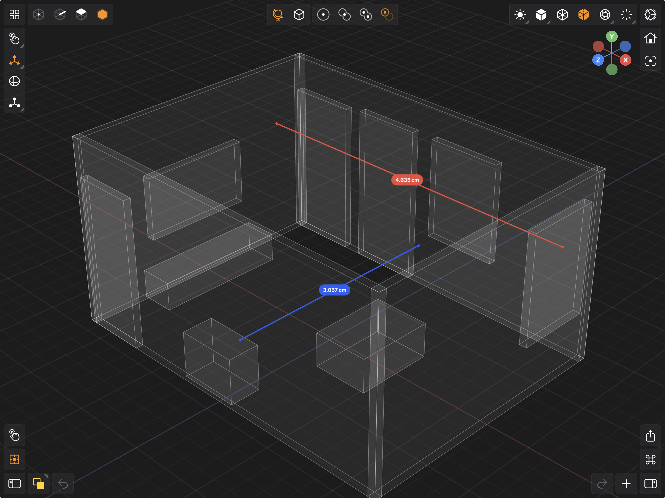 Valence 3D Modeler Dimensions in a Scene