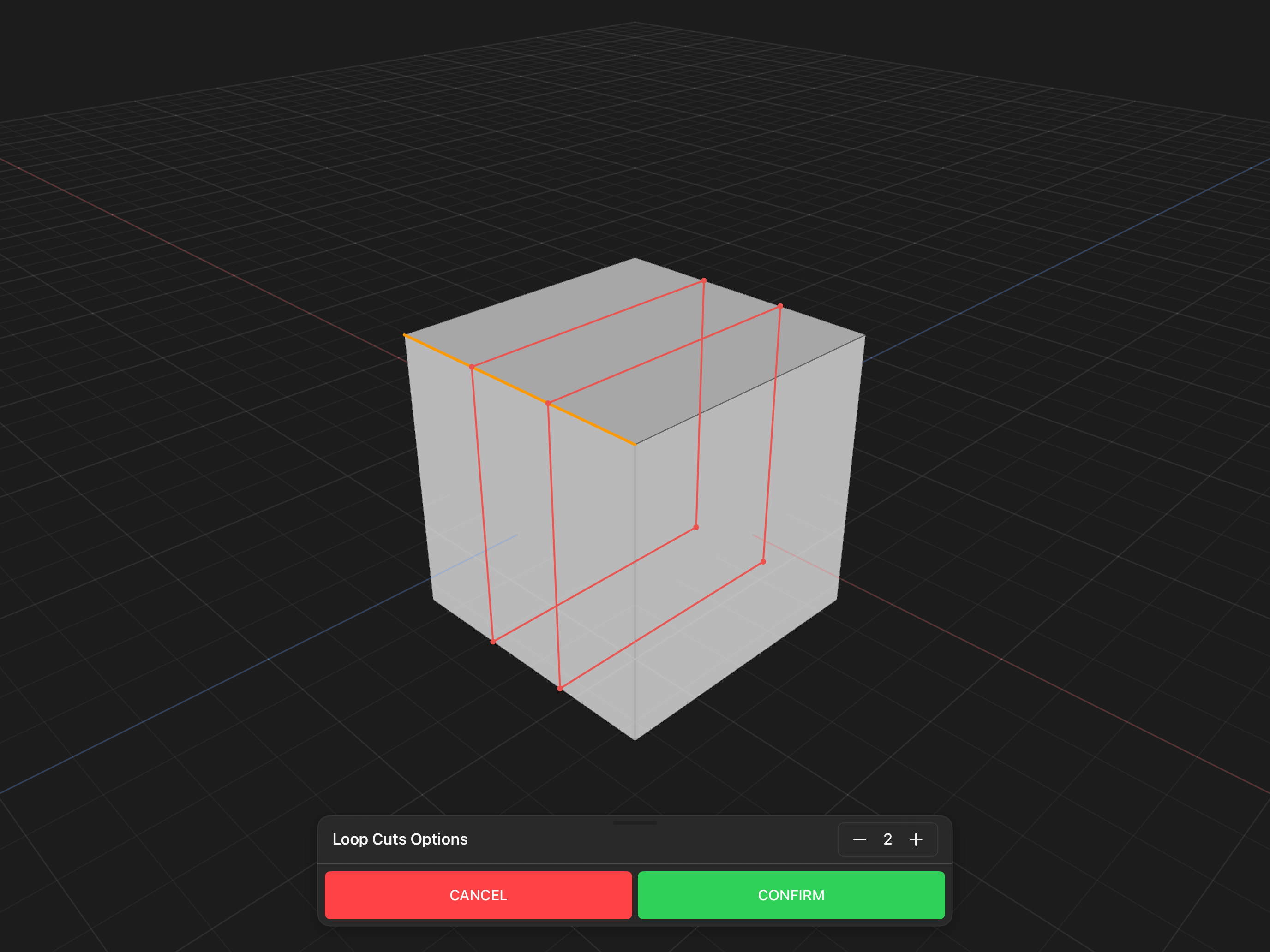 Valence 3D Modeler Loop Cuts Options Sheet