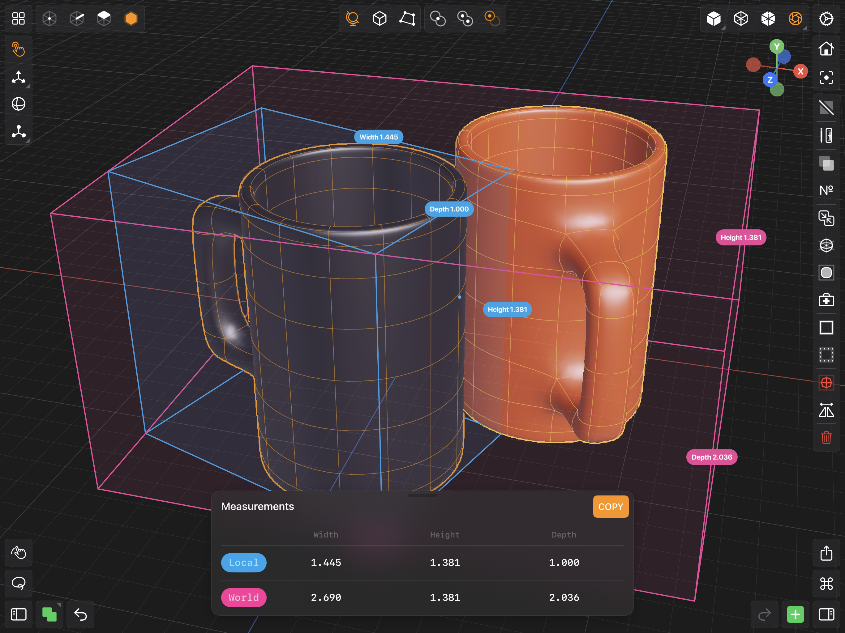 Valence 3D Modeler Measurements