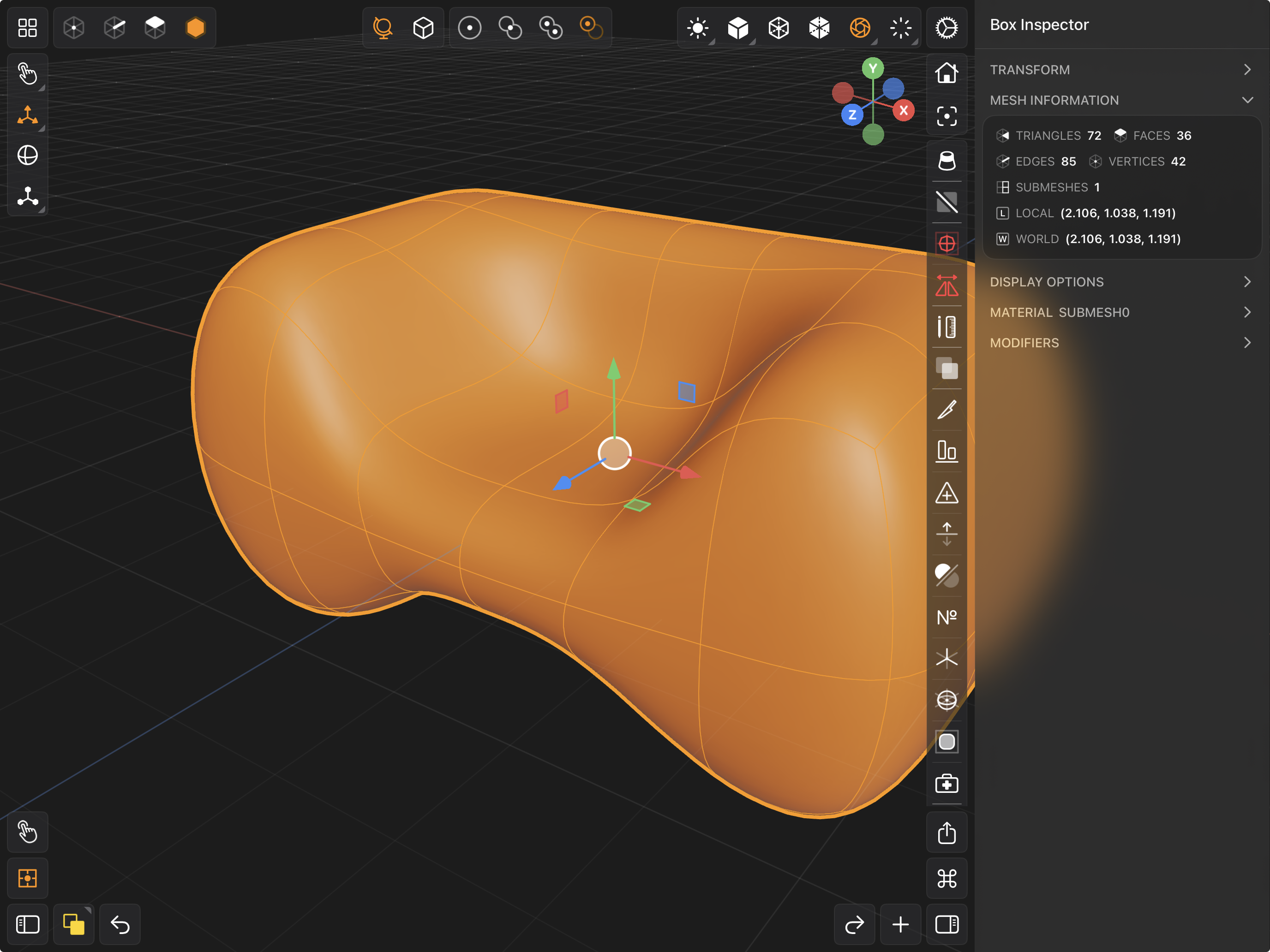 Valence 3D Modeler Inspector Mesh Information