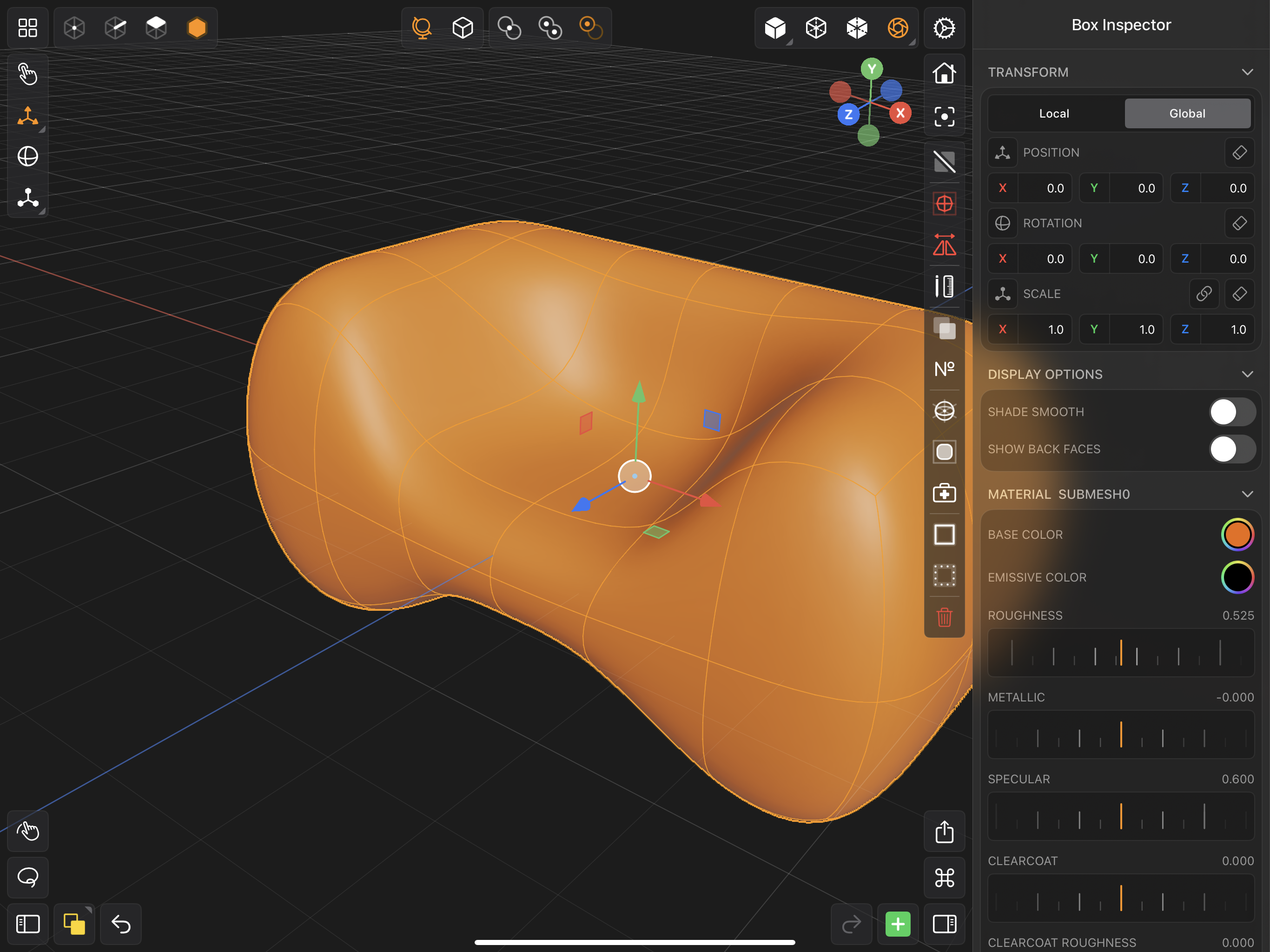 Valence 3D Modeler Node Inspector