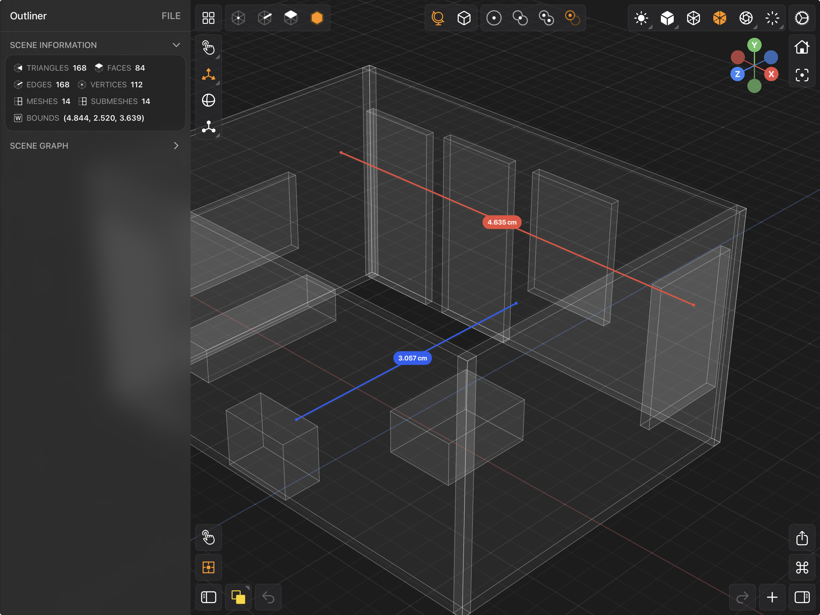 Valence 3D Modeler Outliner Scene Information