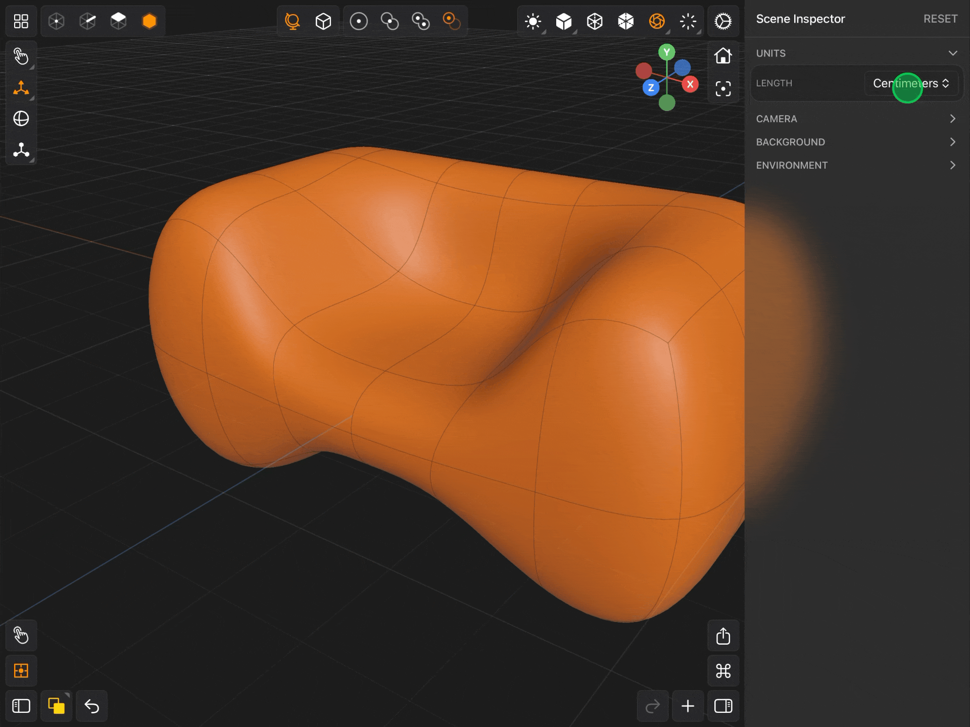 Valence 3D Modeler Scene Inspector Units