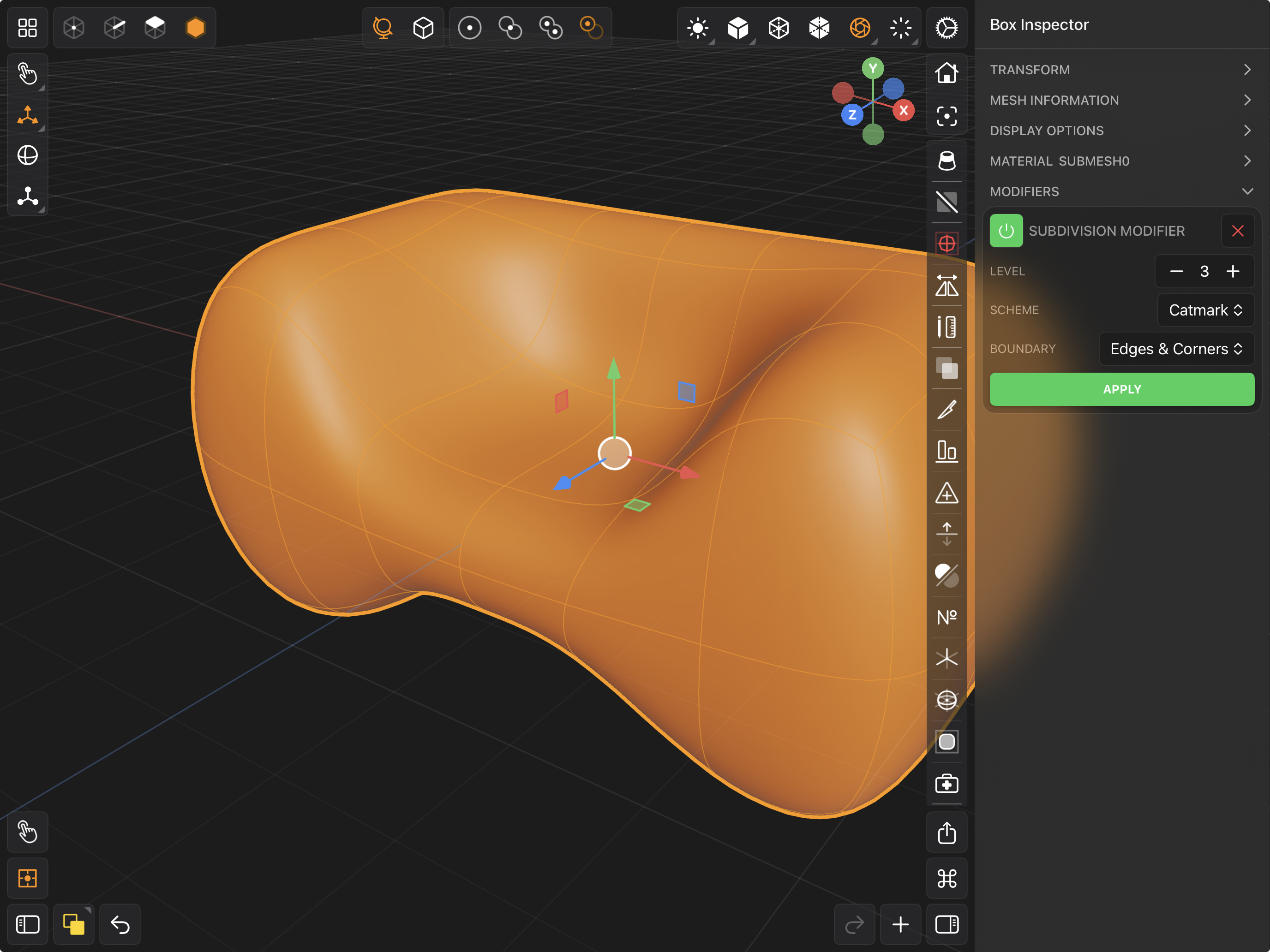 Valence 3D Modeler Subdivision Modifier Options