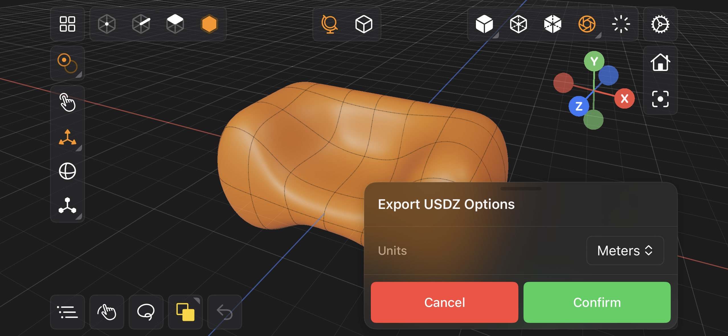 Valence 3D Modeler Export USDZ Options